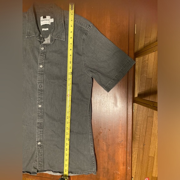 Topman grey denim button down tee - Picture 4 of 4